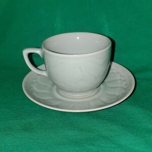 Vintage Longquan Celadon Koi Carp Fish Tea Cup Saucer 6 0z.